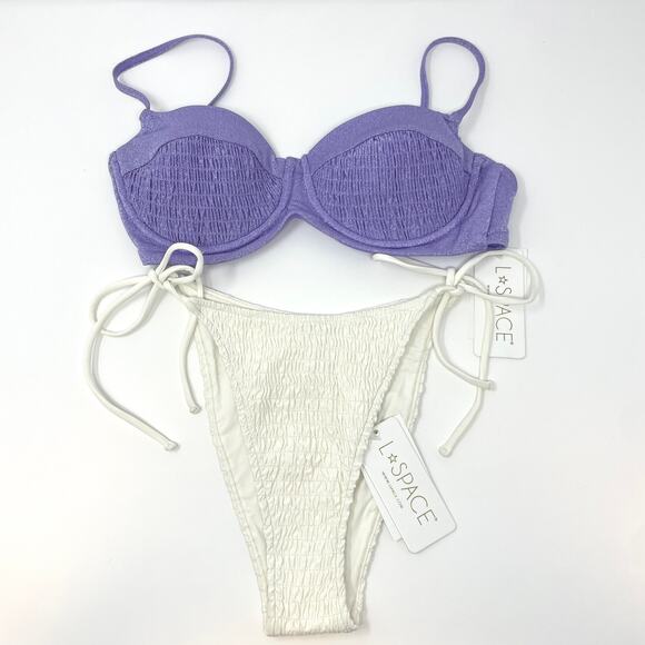L*SPACE Marley Aubree Bikini Set In Shimmer Amethyst Cream Size Small New
